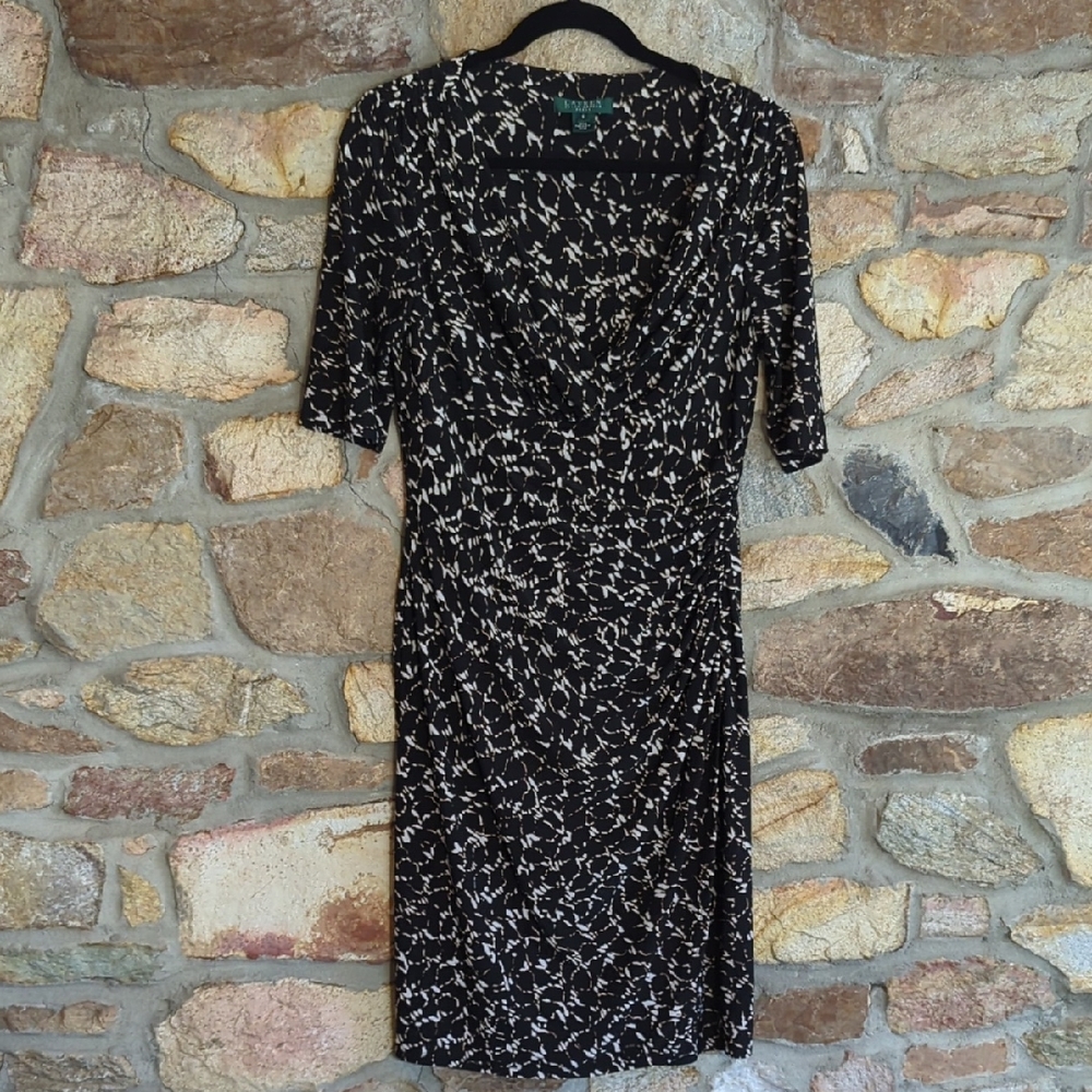 Ralph Lauren Black Dress with White Abstract Print